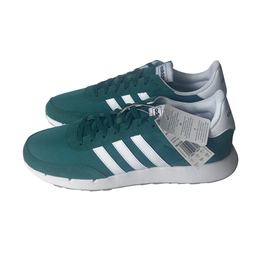 Adidas Run 60s 2.0 Mens Sneakers Size 12.5 Dark‎ Green and White H00354 NEW